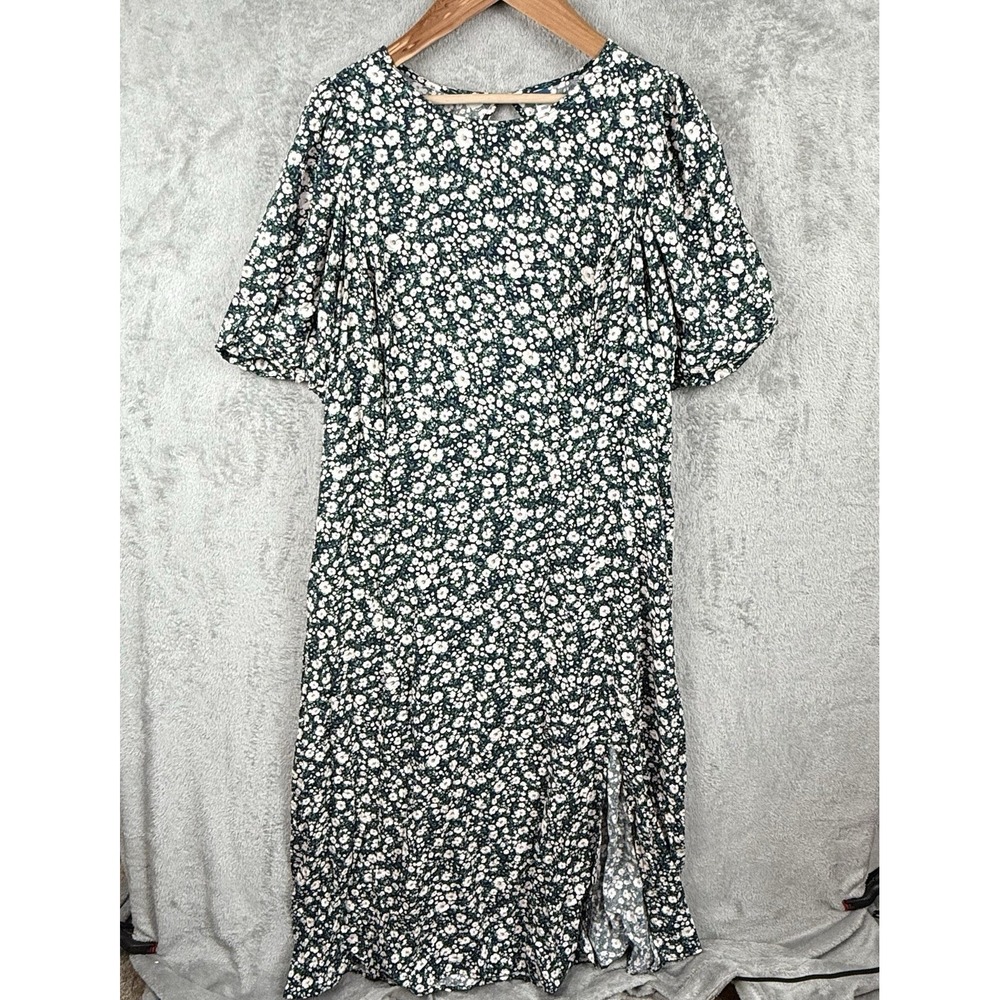 Old Navy Floral Puff Sleeve Maxi Dress Women 4X Blue Smocked Country Cottagecore